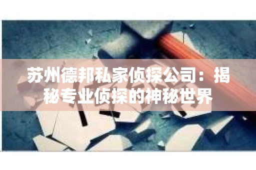 苏州德邦私家侦探公司：揭秘专业侦探的神秘世界