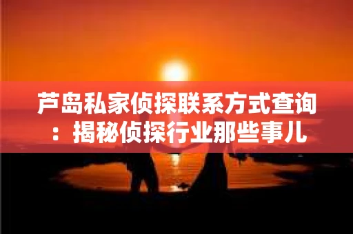 芦岛私家侦探联系方式查询：揭秘侦探行业那些事儿