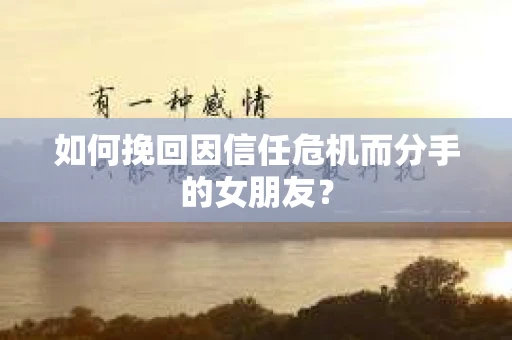 如何挽回因信任危机而分手的女朋友? 如何挽回因信任危机而分手的女朋友?