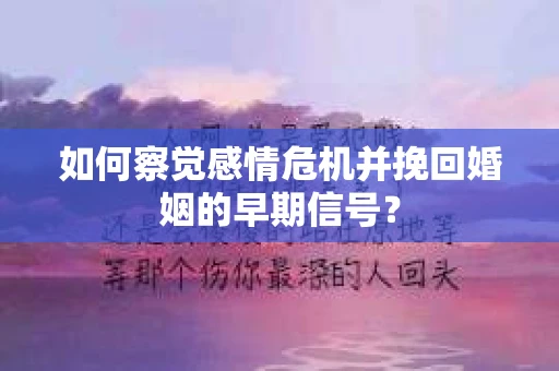 如何察觉感情危机并挽回婚姻的早期信号？